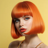 12 Inch Ginger Short Straight Bob Wig With Bangs